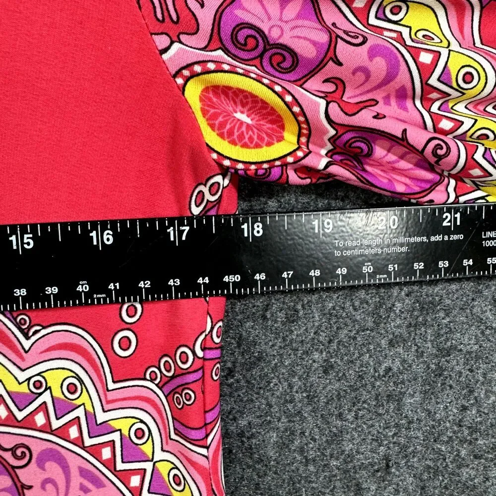 Joseph Ribkoff Top Women's 6 Pink Paisley Jewels Floral Tunic Bell Sleeve - Picture 4 of 7